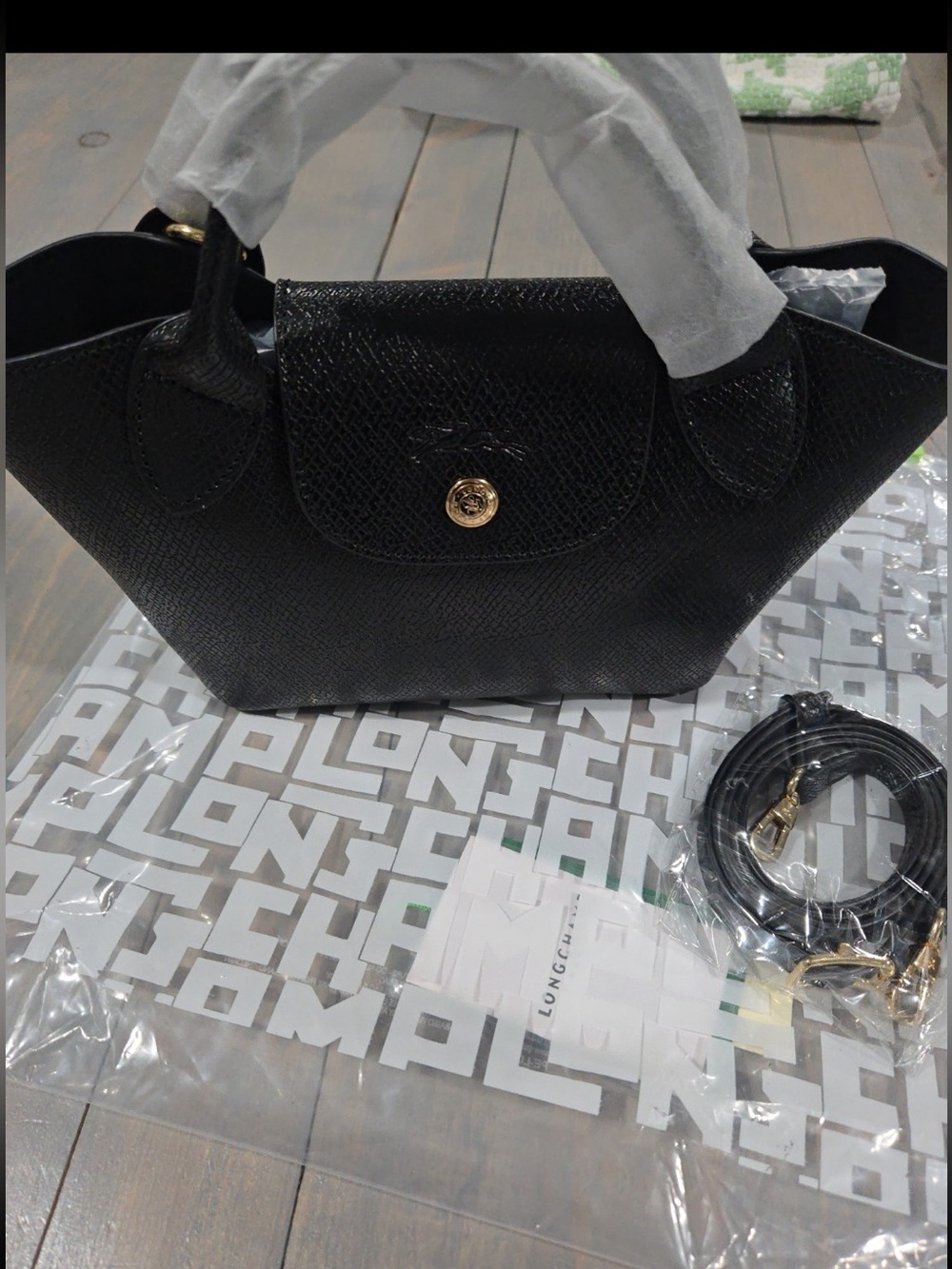 Longchamp small  purse black Tote Bag leather epure - Picture 2 of 7